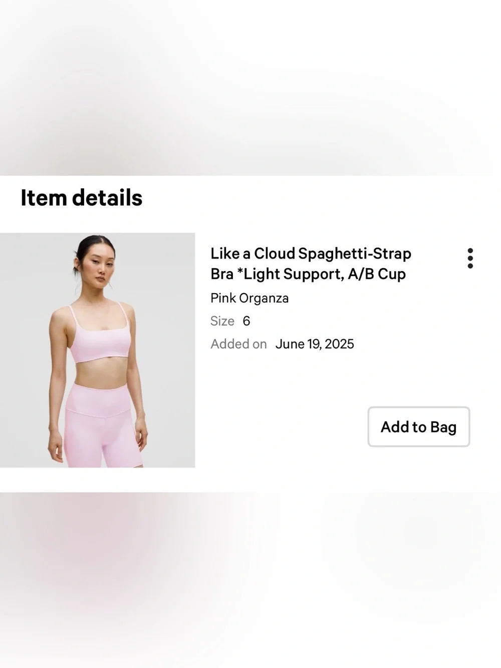 Lululemon Like a Cloud Spaghetti-Strap Bra A/B Size 6